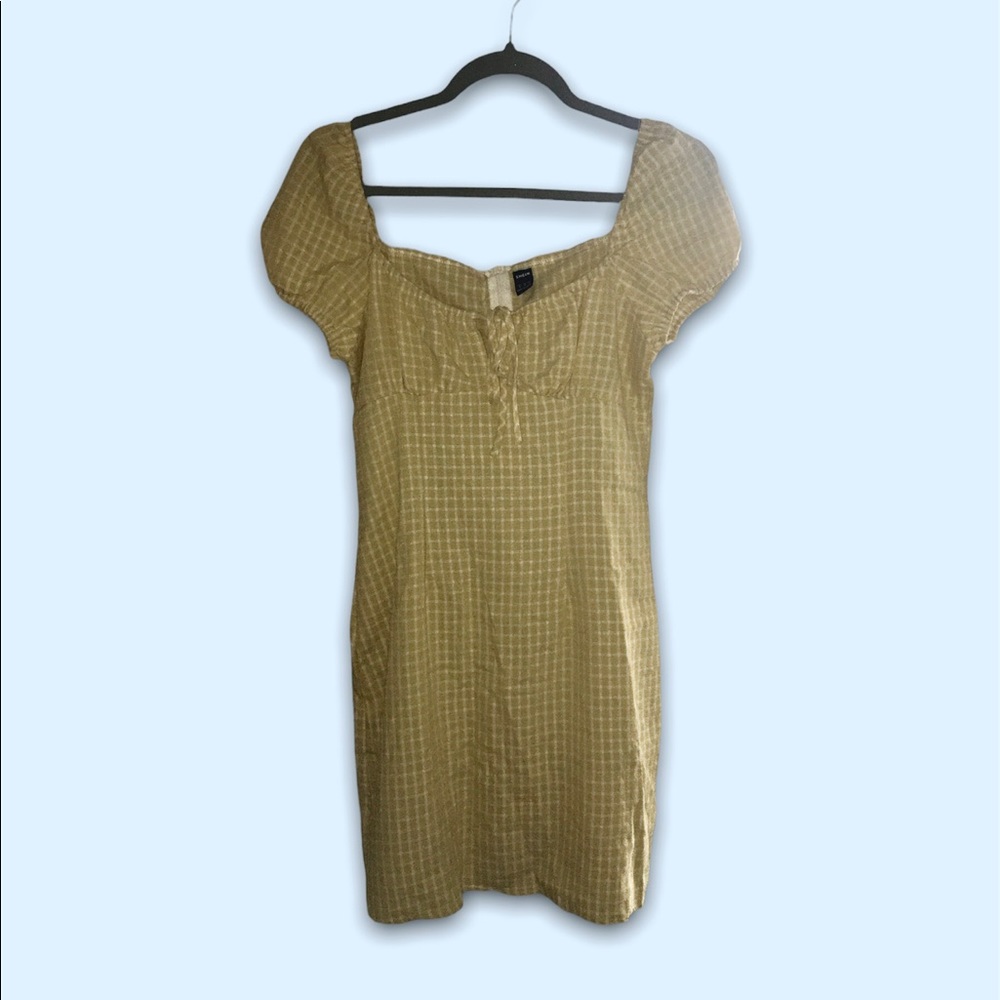 Yellow Plaid Bodycon Dress